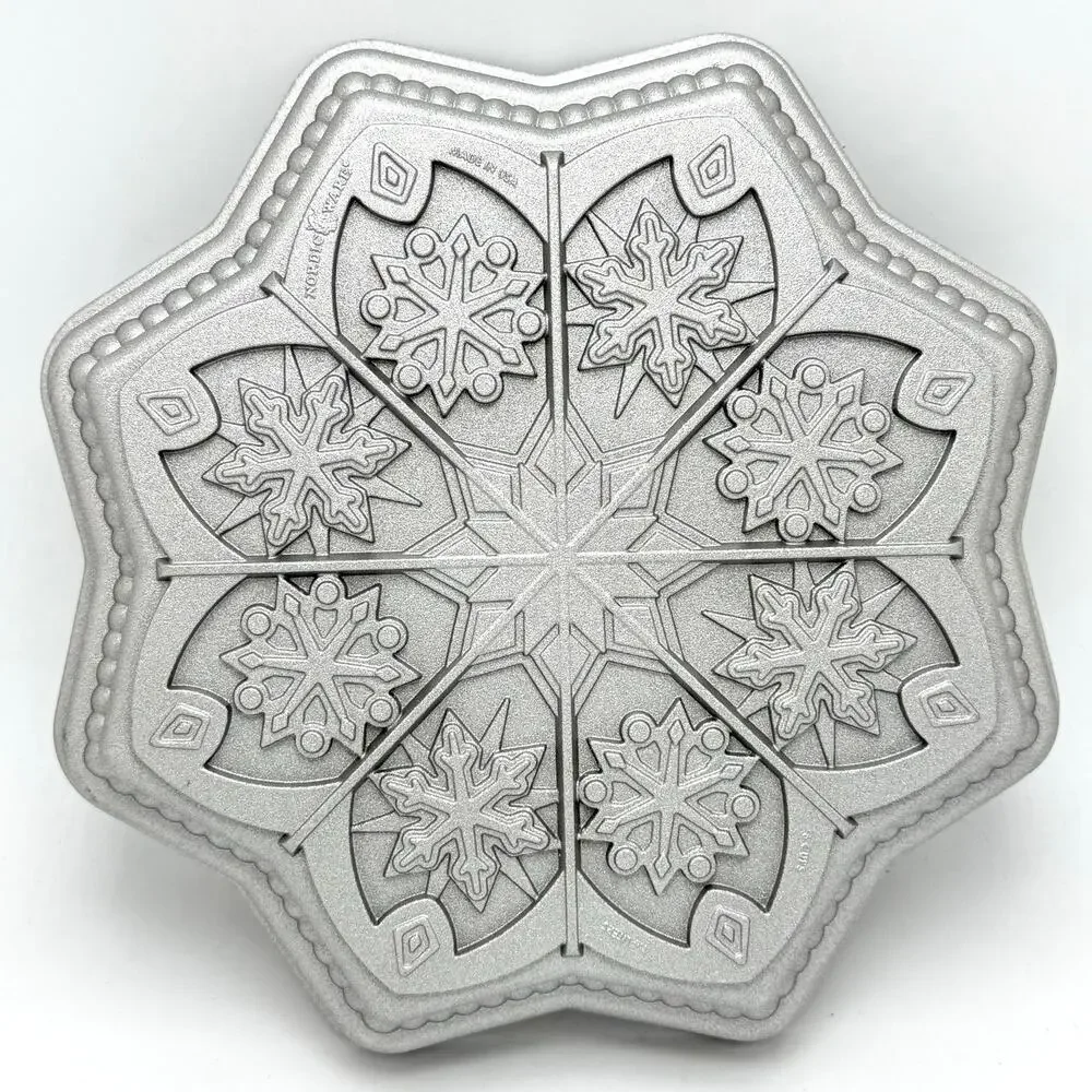 Nordic Ware Sweet Snowflakes Shortbread Pan 3D Cake Mold 6 Cup Cast Aluminum USA